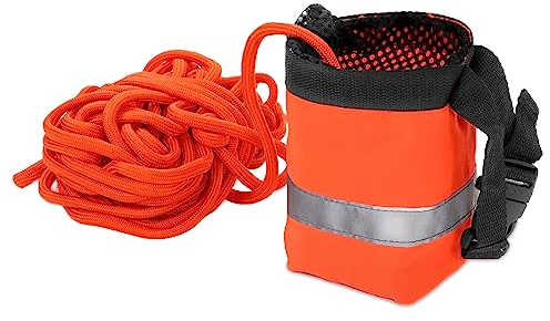 Wurfsack mit Seil, 15m/590 Zoll Wasserrettung Wurfseil Wasser Reflektierendem schwimmende Tasche Orange Sicherheitsausrüstung Wasser Wurfsack Seil für Kajak Bootfahren Rafting Eisfischen Schwimmen