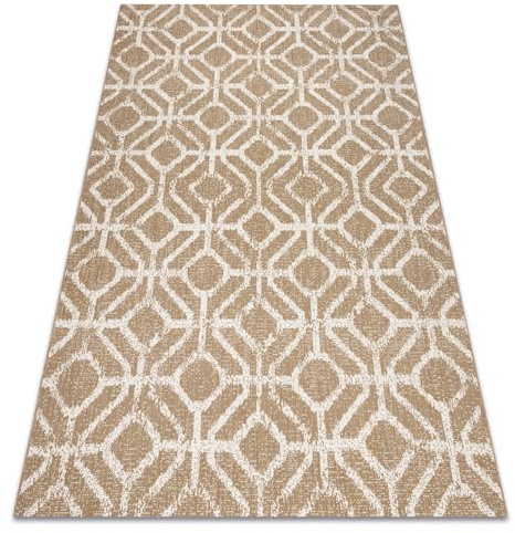 rugsx Teppich SISAL Flat Indoor Outdoor - Wetterfest & Pflegeleicht - Modern & Robust - Für Wohnzimmer Balkon Terrasse - Geometrische Raute Muster - Naturbeige Schnur 80x150 cm