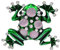 Schmuckbrosche aus Stahl mit grünem Frosch und Mondstein., Legierter Stahl