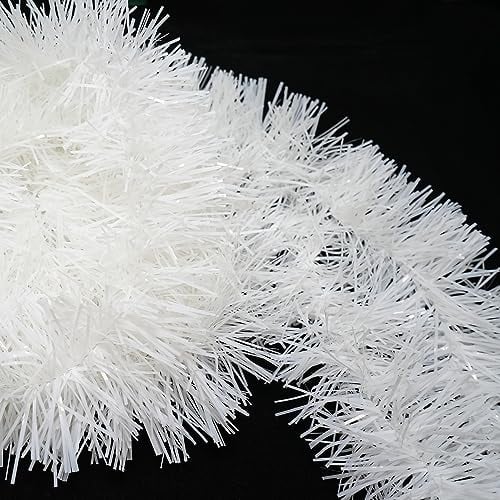 20M Künstliche Weihnachtsgirlande Weihnachtsdeko,Girlande Weihnachten Weihanachtskranz Tannengirlande Dekogirlande Für Weihnachtsbaum Drinnen Draußen Kamin Tür Weihnachten Hochzeit Party Deko,Weiß
