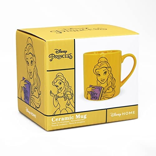 Disney Bella & The Beast - Tazza in scatola, 325 ml, lavabile in lavastoviglie e forno a microonde - Tazza da ufficio - Beauty and the Beast Gifts - Belle