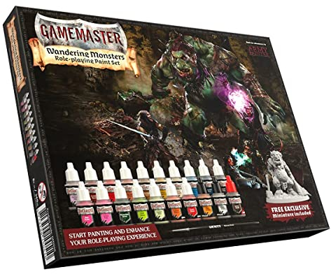 The Army Painter GameMaster Wandering Monsters - Set De Peinture Maquette Avec 20 Flacons De Colorant Peinture Acrylique 12ml Pour Peinture Warhammer 40k, 1 Pinceau De Base Et 1 Miniature De Troll