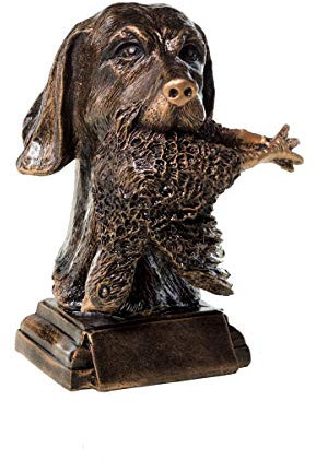 eberin · Jagd-Pokal, Resinfigur Jagdhund, Bronze, mit Wunschtext, Größe 21 cm