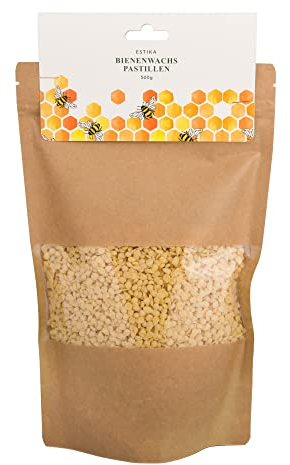 Estika Bienenwachs Pastillen - 500 g - Bienenwachs Bio für Kosmetik, Bienenwachstücher, Bee Cream, Wachs für Kerzen