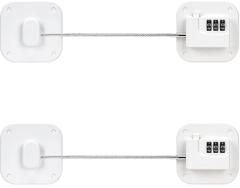 Verrou de Réfrigérateur avec Code Securite Fenetre pour Enfant avec Adhésive pour Bloque Porte Placards Armoires 2 Pièces Blanc