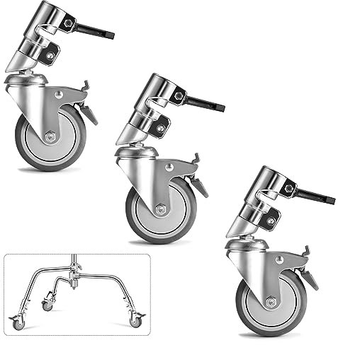 Soonpho C Stand Rotelle Girevole per Cavalletto Stand-C,Set di Ruota Professionale in Metallo Resistente con Base in Gomma,interamente in metallo Compatibile con Supporto Stand-C da 25mm in Diametro