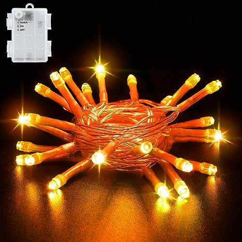 Gcstnn Halloween Orange Lichterkette Außen, 3M 30 LED Orange Lichterkette, Timing Funktion, IP65 Wasserdichte Batterie Lichter für Halloween-Thema Party Karneval Outdoor/Indoor Dekorationen.