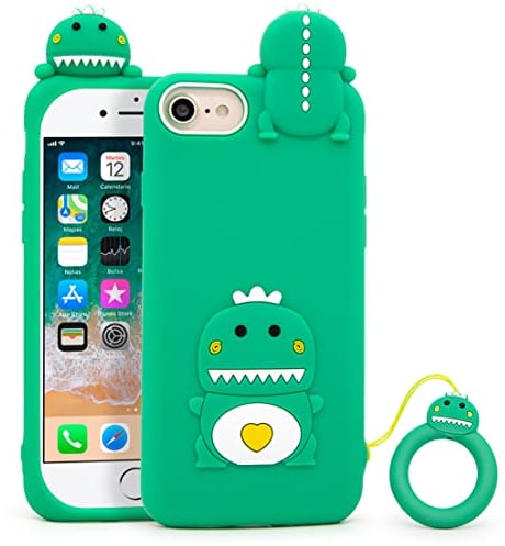 Mouzor Cute iPhone SE 2020/ SE 2022 Case, iPhone 6/ 6s/ 7/8 Case, Funny Little Dinosaur 3D Cartoon Animal Soft Silicone Shockproof Case Cover