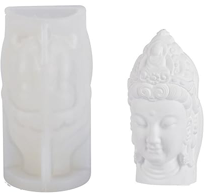 Stampo in silicone per candele a forma di Buddha, stampo 3D in silicone fatto a mano, per realizzare candele, in resina, per aromaterapia, candele in gesso, cera, argilla artigianale (statua di Guan