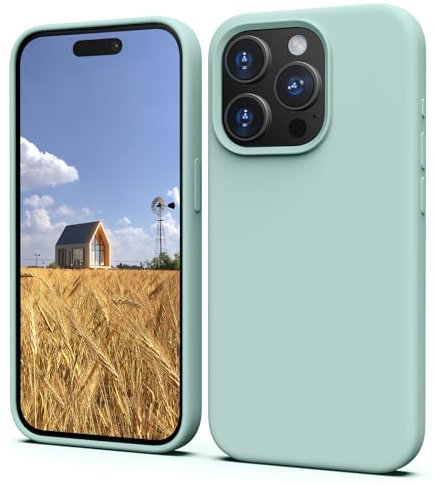 TIIXXA Silicone Case for iPhone 15 Pro Case, Soft Ultra Slim Protective Shockproof Liquid Silicone Phone Case, Anti-Scratch Microfiber Lining, 6.1 Cyan