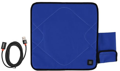 Tragbares USB Heizsitzkissen mit verstellbarer Temperatur für Camping Angeln Winter Outdoor Sitzauflage Warmes Sitzkissen Leicht Reise Blaue Farbe 42.5x42.5 cm