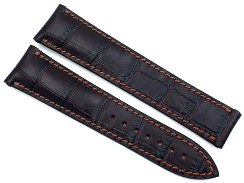Sulla RIOS1931 20mm Leder Uhrenband für Faltschließe Krokoprägung kompatibel mit Omega Mokka
