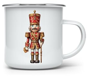 MAXIKIWI - Tasse à café ou thé en émail durable pour l'intérieur et l'extérieur – Casse-noisette de Noël – 350 ml