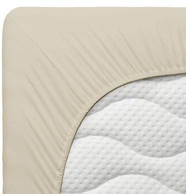 Cotton Castle Spannbettlaken Jersey Spannbetttuch 100% Baumwolle Bettlaken, Größe:90 x 200 cm, Farbe:Beige