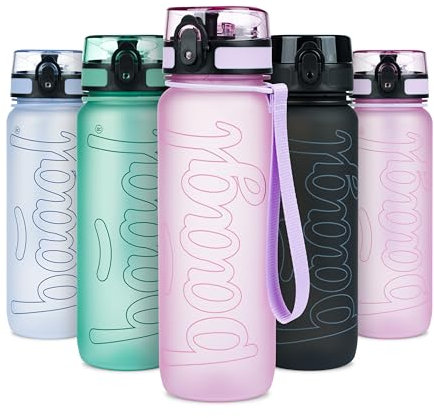 Baagl Kinder Trinkflasche, Auslaufsichere Wasserflasche 800ml, Schule und Sport Flasche für Jungen, Mädchen, Vielseitige und Praktische Flasche mit verschließbarem Deckel (Lavender)