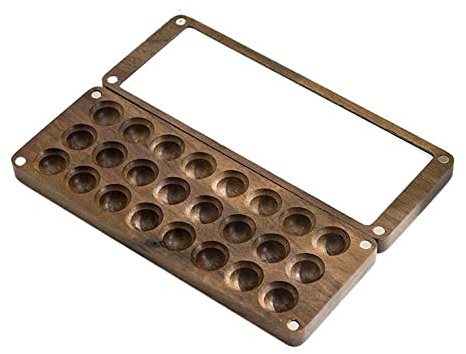 Portable Palette, 24 Grids Wooden Mini for Watercolor Painting, Wood Handmade Watercolor Paint Box Empty Box, Painting Tray, Painting Tray,Paint Palette, Magnetic Palette Box