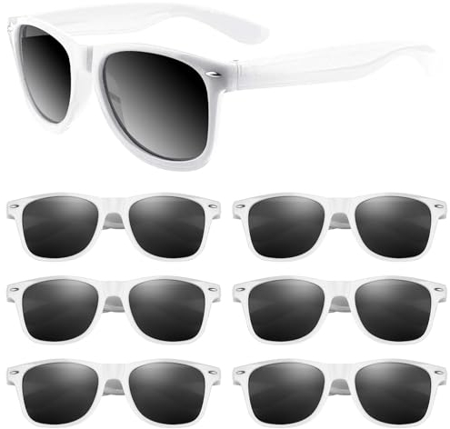 ASTARON Retro Vintage Sonnenbrille Bulk, 6 Pack polarisiert Günstige Neon Sonnenbrillen Bulk für Frauen und Männer(Weiß)