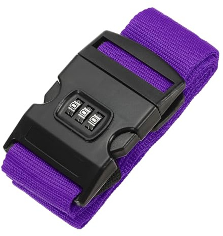 PATIKIL Luggage Straps, Suitcase Straps Adjustable Luggage Belts Strap with Combination Lock for Luggage Suitcases Travel, Purple