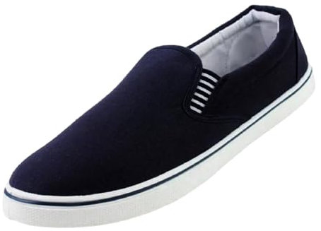 Mens Slip on Canvas Summer Shoes (Navy White 2, UK Footwear Size System, Adult, Men, Numeric, Medium, 9)