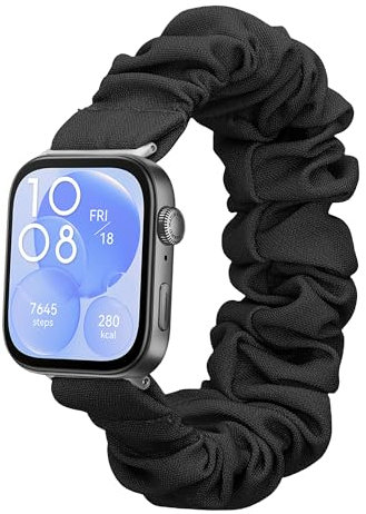 kwmobile Bracelet compatible avec Huawei Watch Fit 3 / Fit 4 - Bracelet de rechange design chouchou pour fitness tracker - noir