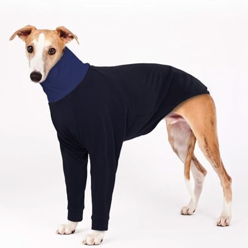 Maustlie L Whippet Jumper For Medium Dogs Greyhound Jumper Cotton Greyhound Fleece Jumper With Legs Dog Warm Sweater Super Soft Two-Legged Jumpsuit Dog Winter Coat Doggy Outdoor Coat (Blue, L)