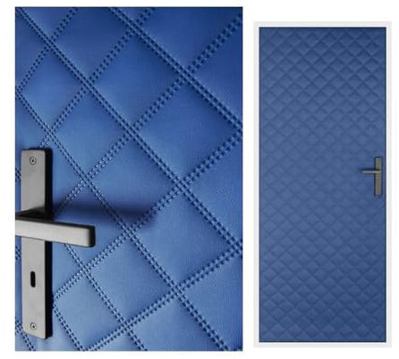 Türverkleidung 115x215 cm Türpolsterung Schallschutz Komplettpaket XXL Wärmedämmung Tür Reparatur für Innentüren Kunstleder Steppung 7x7 cm (Dunkelblau)