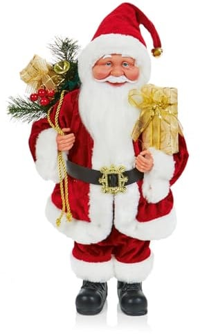 Premier - 40cm Red Traditional Santa with Sack and Presents