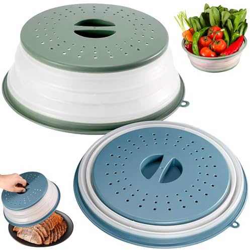 GMMG Microwave Cover for Food, 2 Pcs Collapsible Microwave Plate Cover, Microwave Food Cover, Microwave Splatter Cover, Microwave Lid