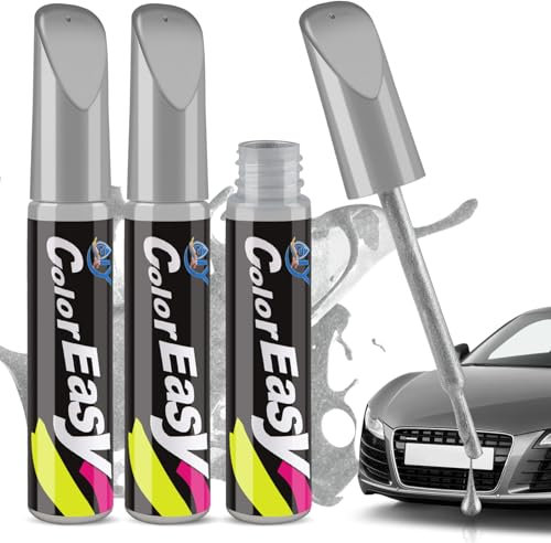 Penriter 3 Piezas Reparador Arañazos Coche Plata, 36ml Pluma de Retoque del Coche, Quita Arañazos Coche, Bolígrafo de Pintura para Coche, Pluma de Retoque del Coche Rotulador De Reparación De Arañazos