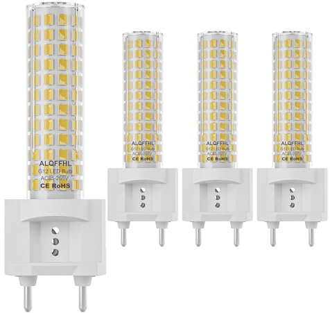 ALQFFHL G12 Bombilla LED 15W, Luces de Maíz Bi-Pin (Equivalente a 120W Halógena/Incandescente), 1500 Lumen, Lámpara de techo para Casa Calle Garaje Paisaje Almacén, Paquete de 4 (Blanco Cálido 3000K)