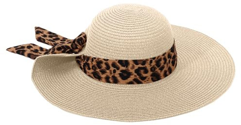 LY4U Chapeaux de Soleil pour Femmes UPF 50, Chapeau de Paille Charmant pour Dames, Chapeau de Plage d’été pour Fille Voyage Pliable