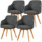 Bekrvio 360° Drehbare Esszimmerstühle 4er Set, Polsterstuhl mit Armlehne, Stoffbezug, Holzbeine, Mid-Century Design, Komfortabler Küchenstuhl für Esszimmer und Wohnzimmer (Dunkelgrau, 4PCS)