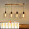ZMH Pendelleuchte Vintage Hängelampe 4 flammige Holz Esszimmerlampe Schwarz Esstischlampe Retro mit 6 × 4W E27 Leuchtmittel 2200K höhenverstellbar Pendellampe Wohnzimmer im Industrial Design