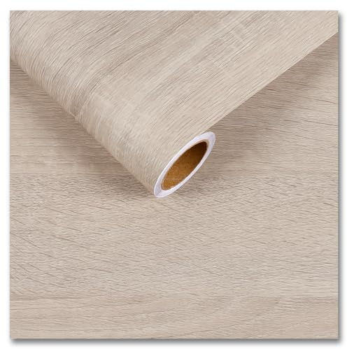 CRE8TIVE Light Oak Wood Effect Peel and Stick Wallpaper Matt Realistic Textured Contact Paper Self Adhesive Waterproof Wood Effect Vinyl Wrap for Kitchen Worktop Furniture and Wall Cupboard 30 x 200cm