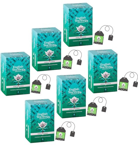English Tea Shop | Infuso BIO Mirtillo Rosso Ibisco Rosa Canina - 6 x 20 Filtri in Eco Box (210 Gr) | Tisana Base Frutta con Citronella e Zenzero Senza Caffeina