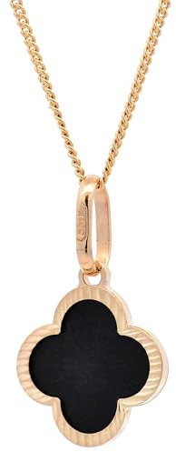 Anhänger Blume klein Onyx mit 1,1 mm Goldkette 585-14 Karat Gold, Kettenlänge:36 cm Kindergröße