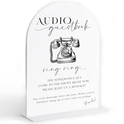 Audio Guest Book Sign, White Arch Acrylic Wedding Sign, Audio Guest Book Wedding Phone, Bridal Shower Decor, Engagement Party Decor, Centerpiece Table Decorations Party for Bride and Groom-25