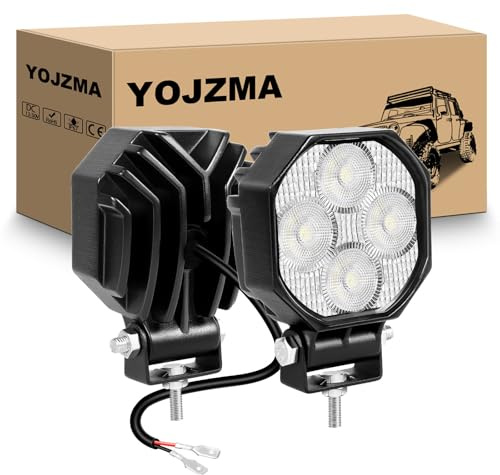 YOJZMA 2Pcs Mini LED Arbeitsscheinwerfer, 2.8 Zoll 16W 12V LED Scheinwerfer | Flood, 1600LM, 6000K Weiß, IP67 wasserdicht, Offroad-Fahrleuchte für Motorrad, LKW, Geländewagen, SUV, ATV, UTV, Pickup, Auto