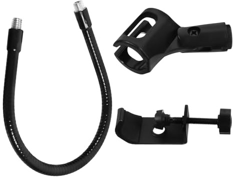 Mikrofonhalterung 1 Satz Verstellbare, mit Flexiblem Schlauch | Stabile Ausführung aus Eisen und Abs, Mikrofonclip Enthalten, Schwarz, für Unterschiedliche Größen