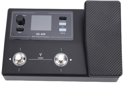 Denash Gitarren-Effektpedal, Multi-Effektprozessor mit 8 Parallelen Modulen, 100 Presets, BT-Drum-Machine-Tuner, Wiederaufladbarer Akku-LCD-Bildschirm, für E-Gitarre