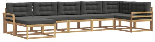 vidaXL Outdoor-Sofagarnitur mit Kissen 7 pcs Weiß und Anthrazit, Moderner Garten-Sofa, Flexible Sitzgelegenheit, wetterfestes Set für Entspannung im Hinterhof