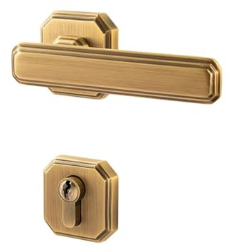 MOBYGKFY Brass Interior Door Lock Bedroom Magnetic Split Room Black Household Handle Wooden