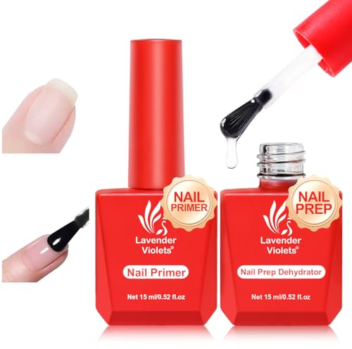 Lavender Violets Nail Prep Dehydrator and Nail Primer for Gel Nail Polish | 15ml x2 Nail Bond Set for Acrylic Powder Supplies Set Salon-Quality Long-Lasting Air Dry Superior Bonding A107A108 | 15ml x2 Nail Bond Set for Acrylic Powder Supplies Set Salon-Quality Long-Lasting Air Dry Superior Bonding A107A108