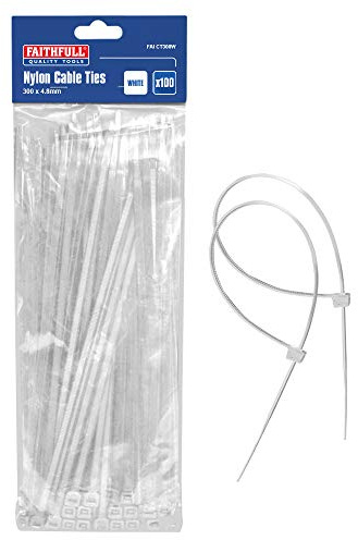 Faithfull FAICT300W CT36079SS Cable Ties White 4.8 x 300mm (Pack 100), schwarz, 1-Pack