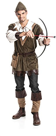 Kostümplanet® Robin Hood Kostüm Herren Faschings-Kostüm Mittelalter Kleidung Männer Jäger Outfit Set Verkleidung Bogenschütze Erwachsene Größe 52/54