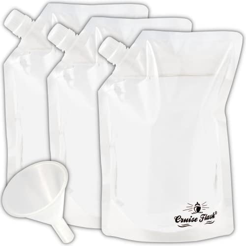 Cruise Flask Concealable And Reusable Kit - Sneak Drinks Anywhere - 3 x 32 oz + 1 funnel