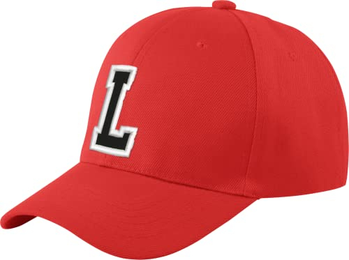Morefaz Unisex Jungen Mädchen Mütze Baseball Cap ROT Hut Kinder Kappe Alphabet A-Z TM (L)