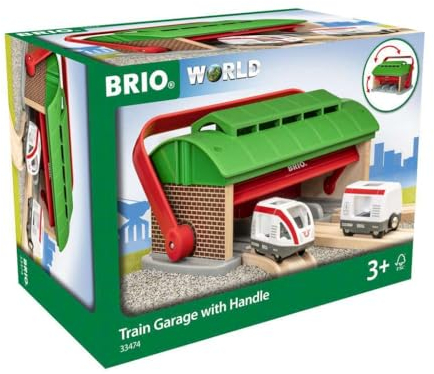 Brio World - 33474 - Garage pour Trains Portatif - Accessoire pour circuit de train en bois - Pour transporter ses trains - Jouet pour garçons et filles dès 3 ans