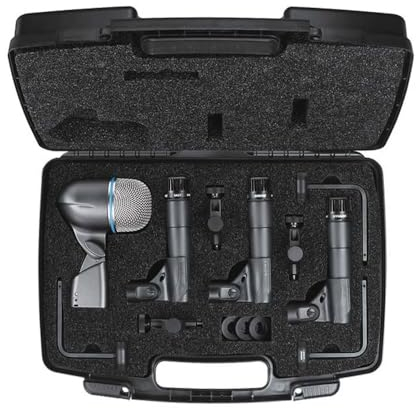 Shure Drum Microphone Kit for Performing and Recording Drummers, Conveniently Packaged Selection of Mics and Mounts with options for Kick Drum, Snare Drum, Rack Toms, Floor Toms and Congas (DMK57-52)