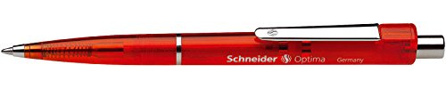 Schneider SN3402 Druckkugelschreiber OPTIMA, dokumentenecht, M, rot/klar
